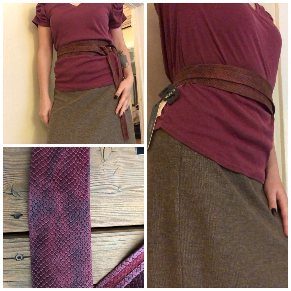 ADA ANTHRO Wrap Obi Belt in Embossed Snakeskin Red Black Dragon